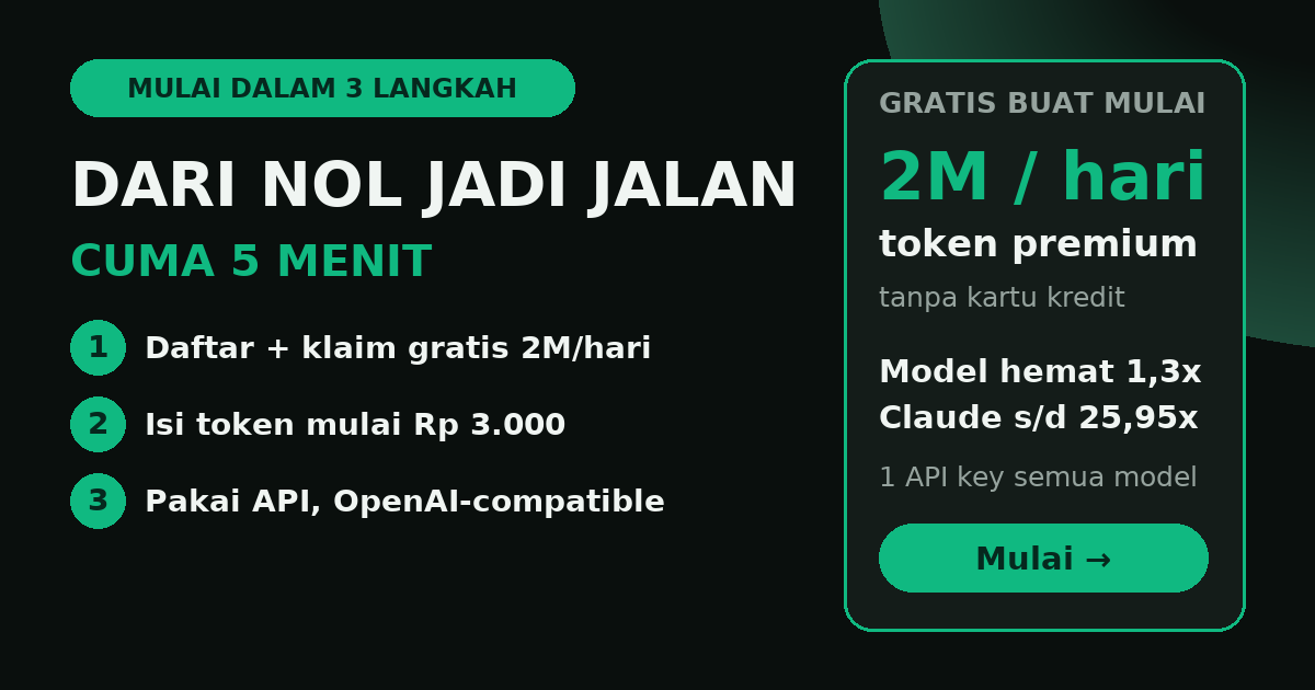 Mulai dalam 3 langkah — gratis 2M per hari, cuma 5 menit